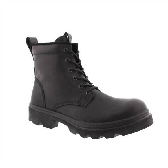 NEW ECCO men's grainer lace boots in black - Picture 1 of 3